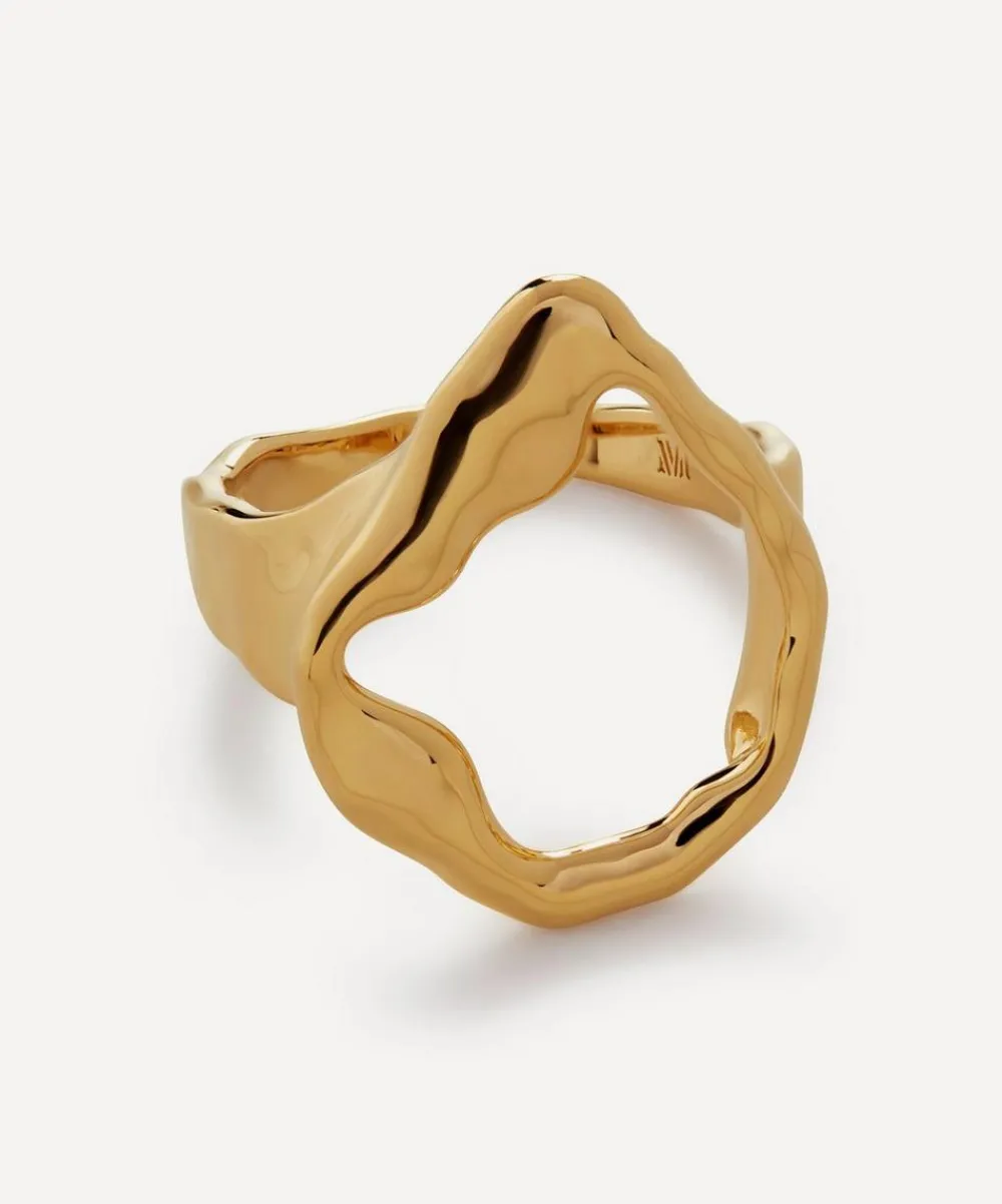 Monica Vinader Rings^X Mother of Pearl 18ct Gold Plated Vermeil Sterling Silver Lagoon Open Ring