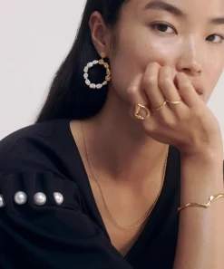 Monica Vinader Rings^X Mother of Pearl 18ct Gold Plated Vermeil Sterling Silver Lagoon Open Ring