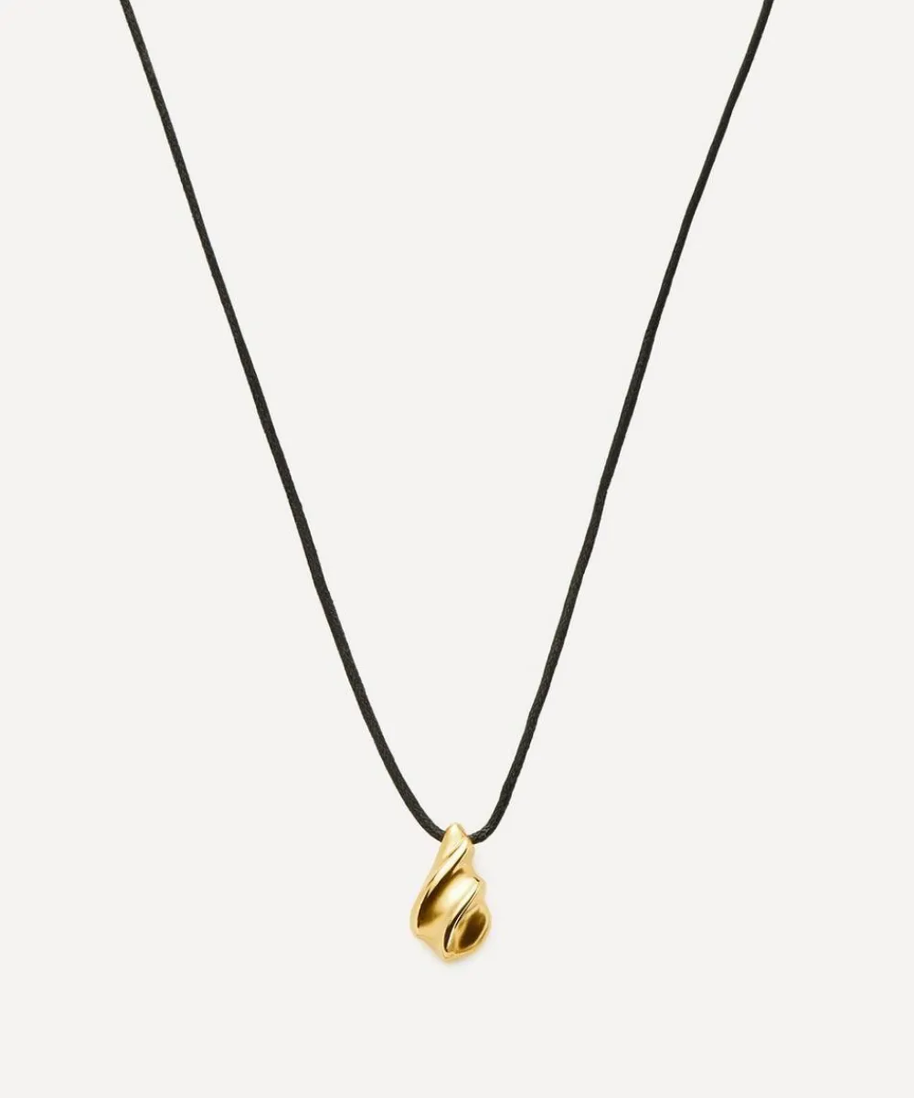 Missoma Necklaces^X Savi 18ct Gold-Plated Ridge Droplet Pendant Necklace