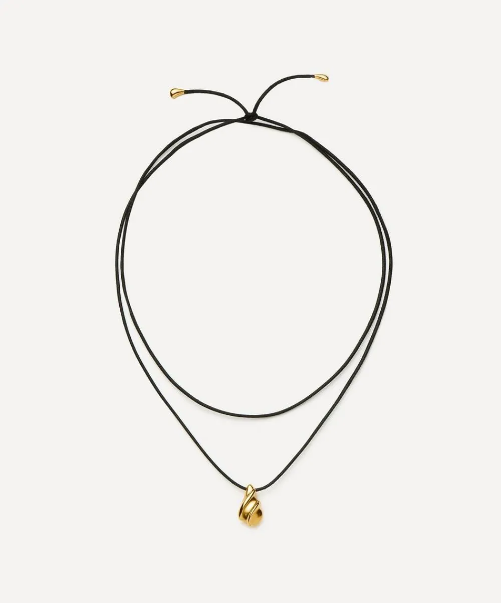 Missoma Necklaces^X Savi 18ct Gold-Plated Ridge Droplet Pendant Necklace