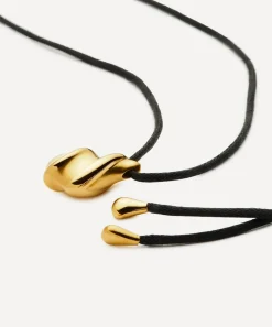 Missoma Necklaces^X Savi 18ct Gold-Plated Ridge Droplet Pendant Necklace