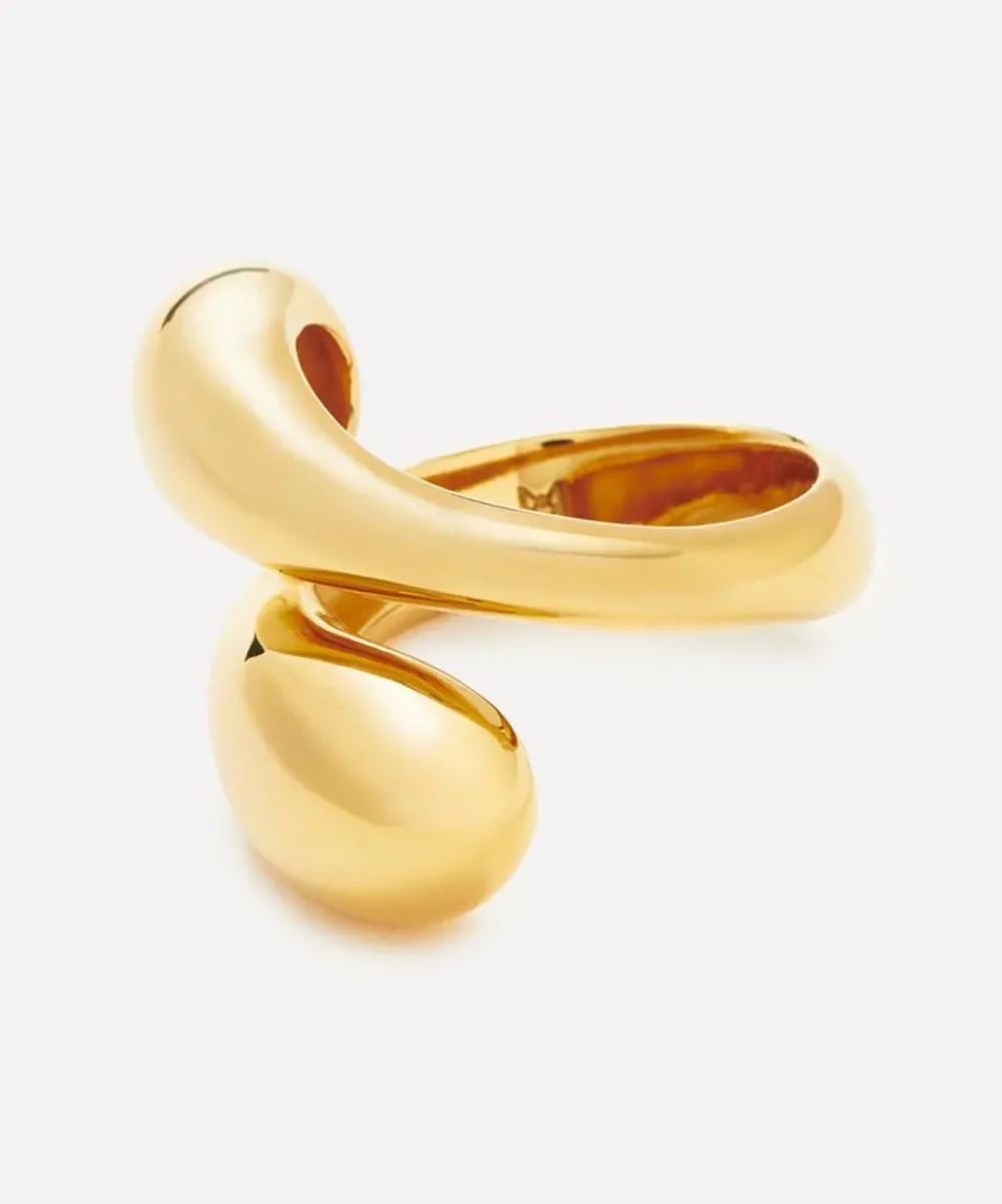 Missoma Rings^X Savi 18ct Gold-Plated Vermeil Silver Sculptural Crossover Ring