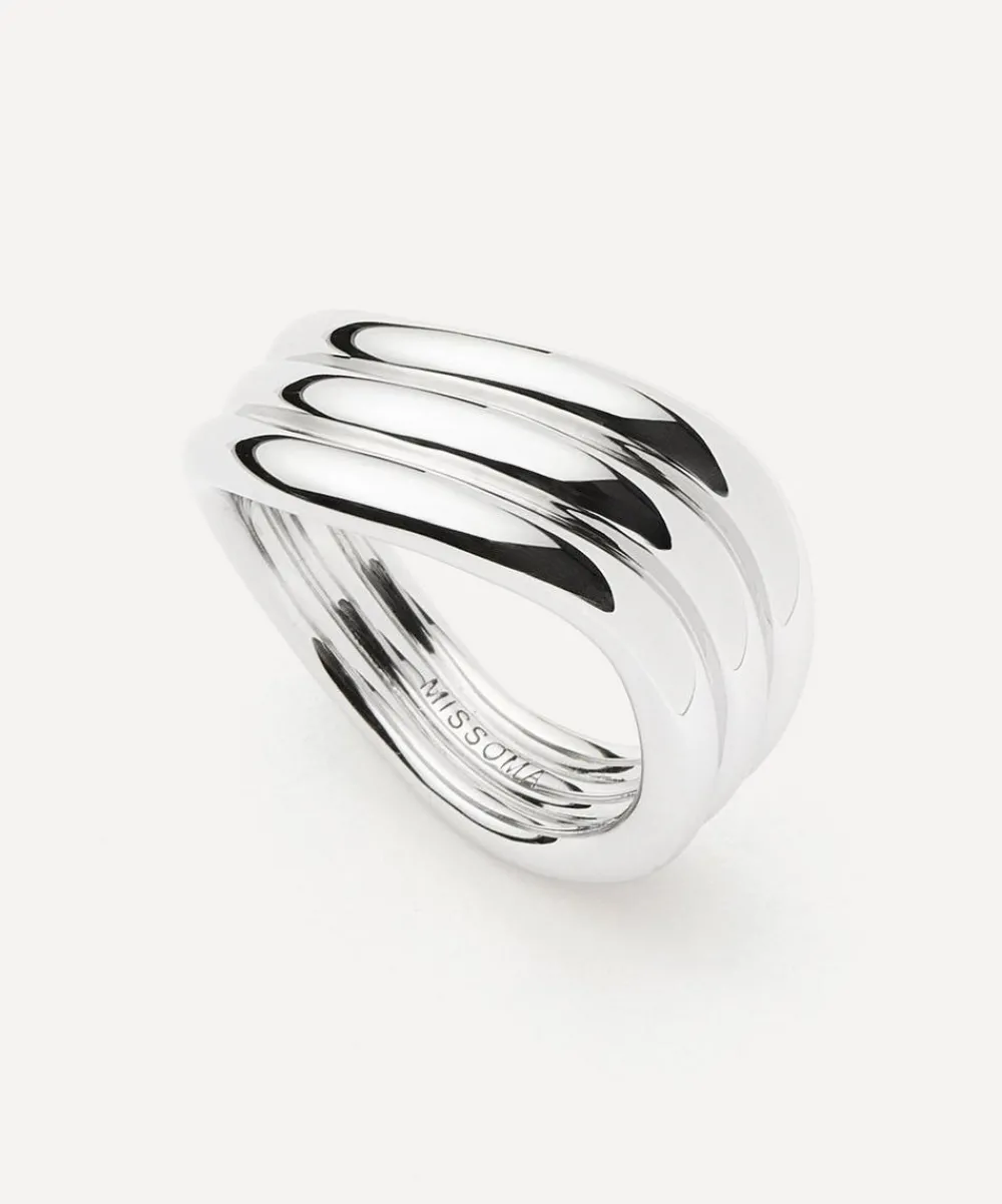 Missoma Rings^X Savi Rhodium-Plated Signature Triple Ring
