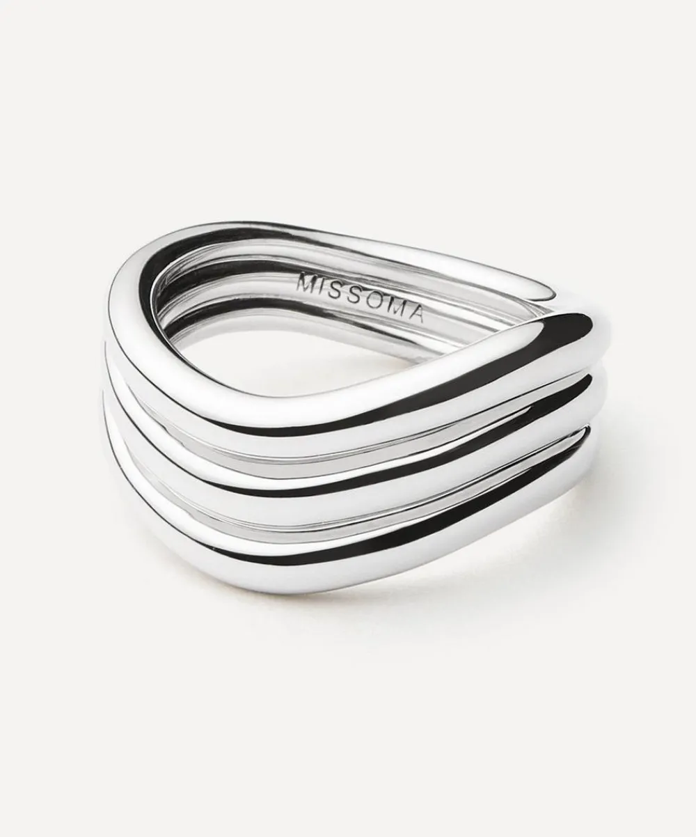Missoma Rings^X Savi Rhodium-Plated Signature Triple Ring