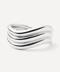 Missoma Rings^X Savi Rhodium-Plated Signature Triple Ring