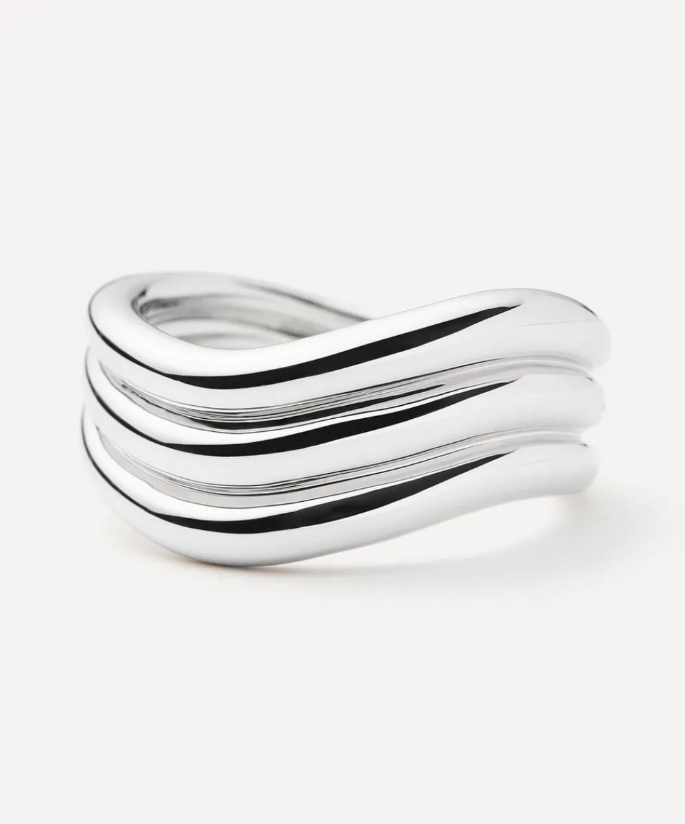 Missoma Rings^X Savi Rhodium-Plated Signature Triple Ring
