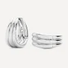 Missoma Earrings^X Savi Rhodium-Plated Triple Ridge Hoop Earrings