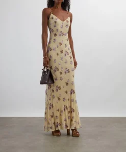 Self-Portrait Dresses^Yellow Floral Rhinestone Maxi Dress